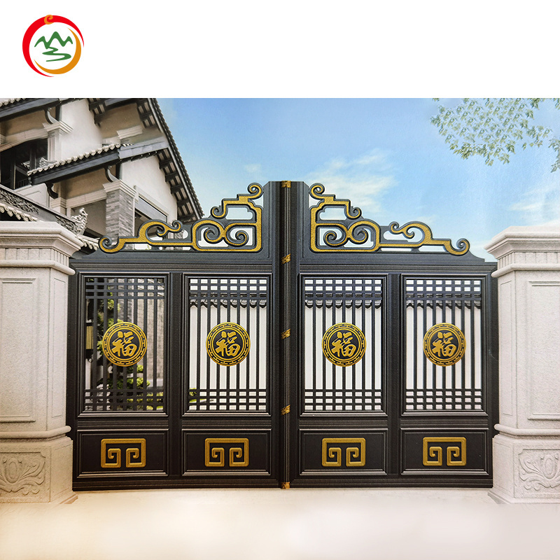 Switzerland Royal Designs Metal Wrought aluminum art Gate Latest Industrial Swing Auto Main Entrance Aluminum Villa Gate