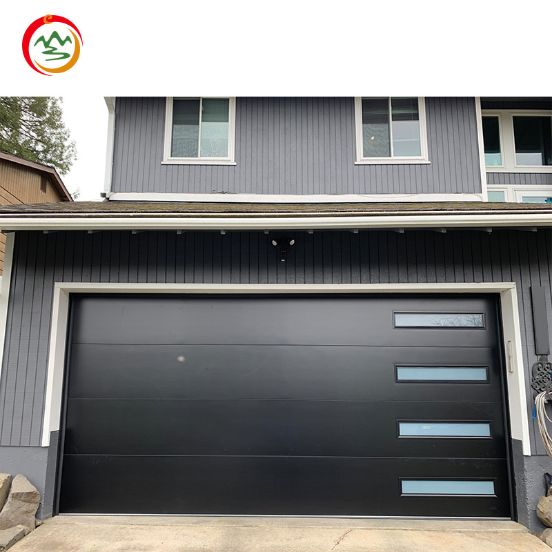 Customized Aluminum Alloy Broken Bridge Insulation Panel 8x9 9x7 10x7 Black Automatic Garage Door For Villa Modern Garage Door