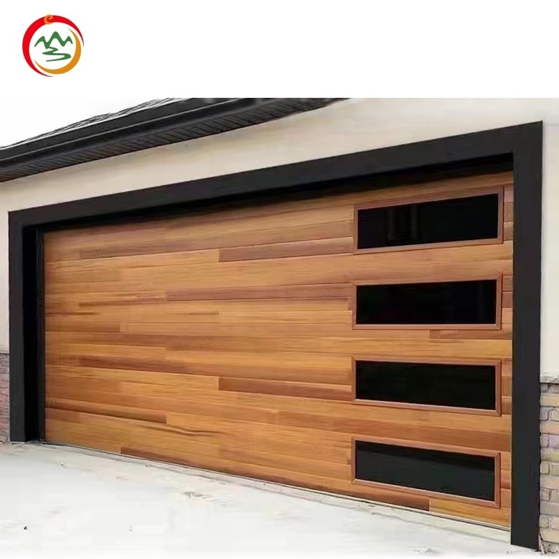 China Quality Supplier Black Color Metal Steel Panel Security Overhead Standard Garage Door with automatic motor