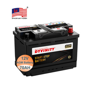 Wholesale High quality 12V 70Ah agm auto car batteries 6-QTF-70 H6 lead acid battery for car start stop system