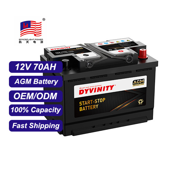 Wholesale High quality 12V 70Ah agm auto car batteries 6-QTF-70 H6 lead acid battery for car start stop system