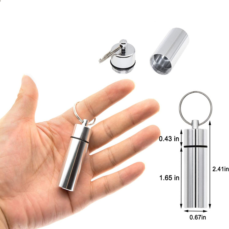 2024 Travel Waterproof Stainless Steel Dispensers Necklace Case Metal Keychain medicine Box