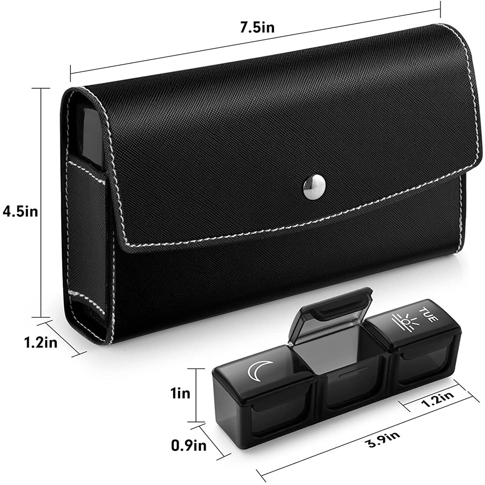 Hot Sale New Pill Organizer soft Leather Wallet 21 Compartments Monthly Plastic Storage Box