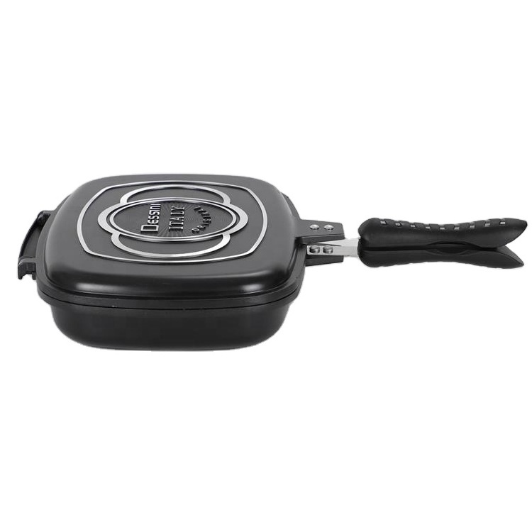 Flat-bottomed non-stick pan fried fish steak artifact double-sided pressure cooker grill pan