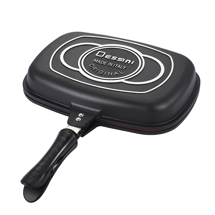 Flat-bottomed non-stick pan fried fish steak artifact double-sided pressure cooker grill pan