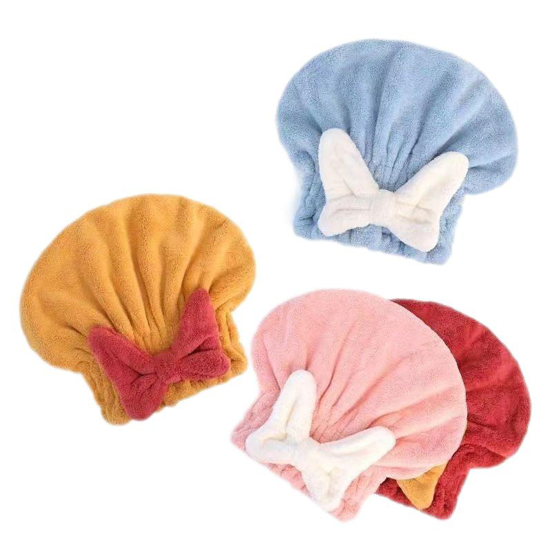 Microfiber Coral Velvet Turban Cute Princess Salon Hair Towel Wrap Quick Dry Home Woven Customized Size