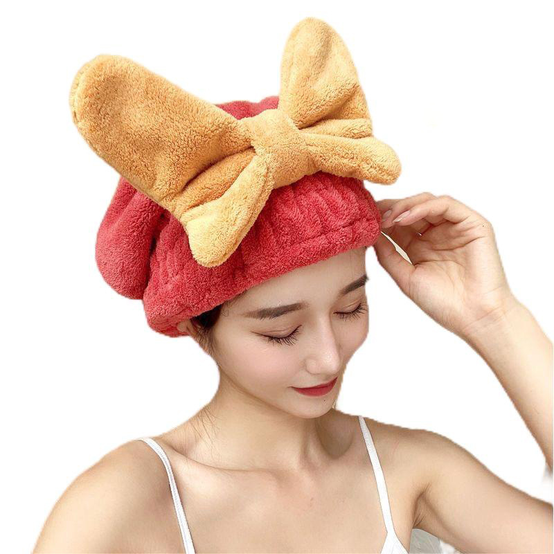 Microfiber Coral Velvet Turban Cute Princess Salon Hair Towel Wrap Quick Dry Home Woven Customized Size