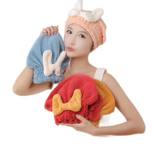 Microfiber Coral Velvet Turban Cute Princess Salon Hair Towel Wrap Quick Dry Home Woven Customized Size