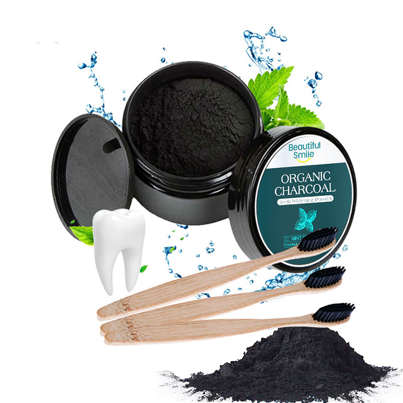 Private Label CE Dental Tooth White Mint Toothpaste Kit Organic Black Coconut Activated Charcoal Teeth Whitening Powder