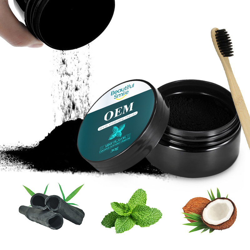 Private Label CE Dental Tooth White Mint Toothpaste Kit Organic Black Coconut Activated Charcoal Teeth Whitening Powder