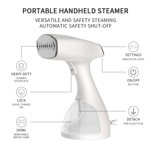 HG Electric Detachable Water Tank Fast Heat-up Fabric Wrinkle Remover Travel Ironing Clothes Portable Handheld Garment Steamers