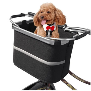 Bike Basket Front for Dogs, Bicycle Basket Front Handlebar Removable - Quick Release Foldable Pet Bike Baskets