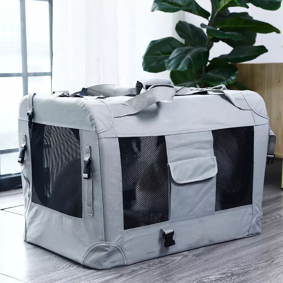 Oxford Travel Pet Soft Crate Outdoor Car Pet Bag Folding Dog Box Safe Rear Pet Cage Large Space