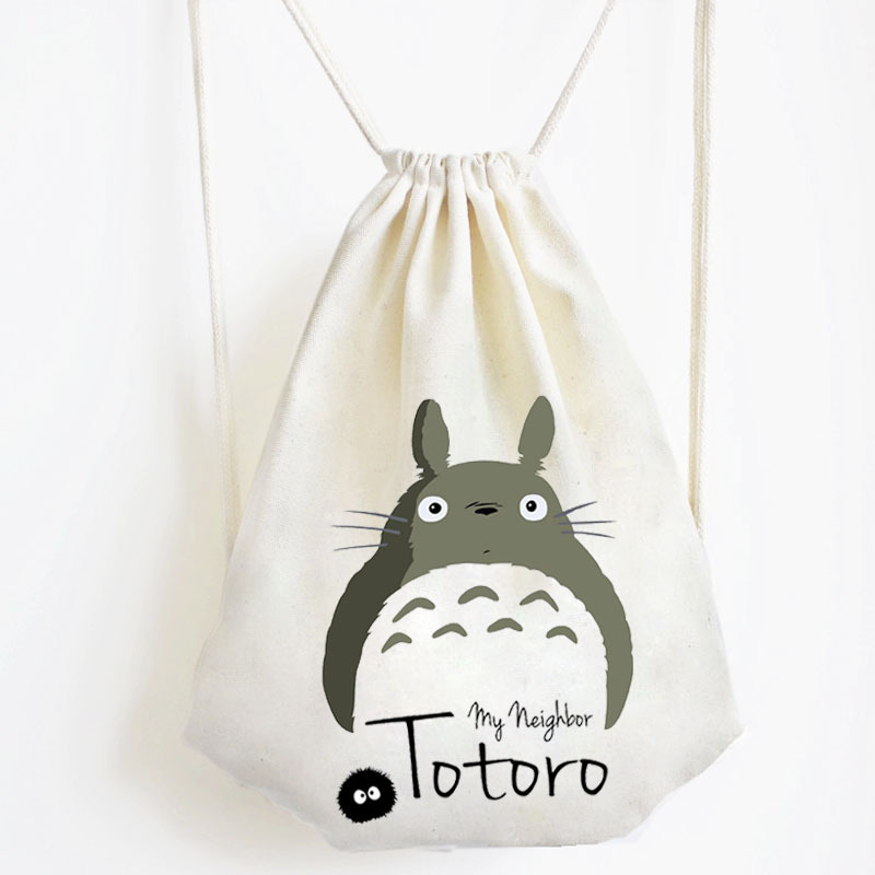 Custom cotton canvas drawstring bag fashion cartoon mini foldable school bags backpack women