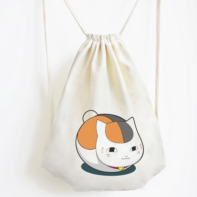 Custom cotton canvas drawstring bag fashion cartoon mini foldable school bags backpack women