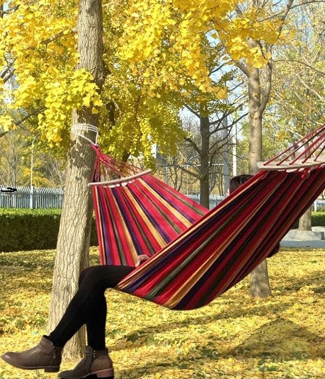 Full Color Printed Outdoor Portable Camping Swing Hammock With Carry Bag