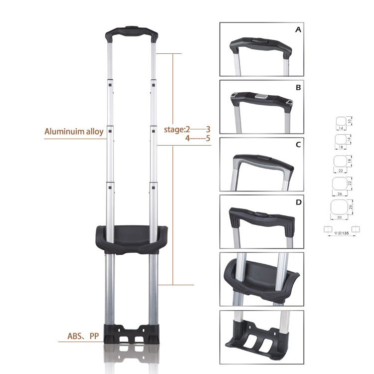 Accessories Aluminium Trolley Handle Parts  Replacement Suitcase Telescopic Case Luggage Handle