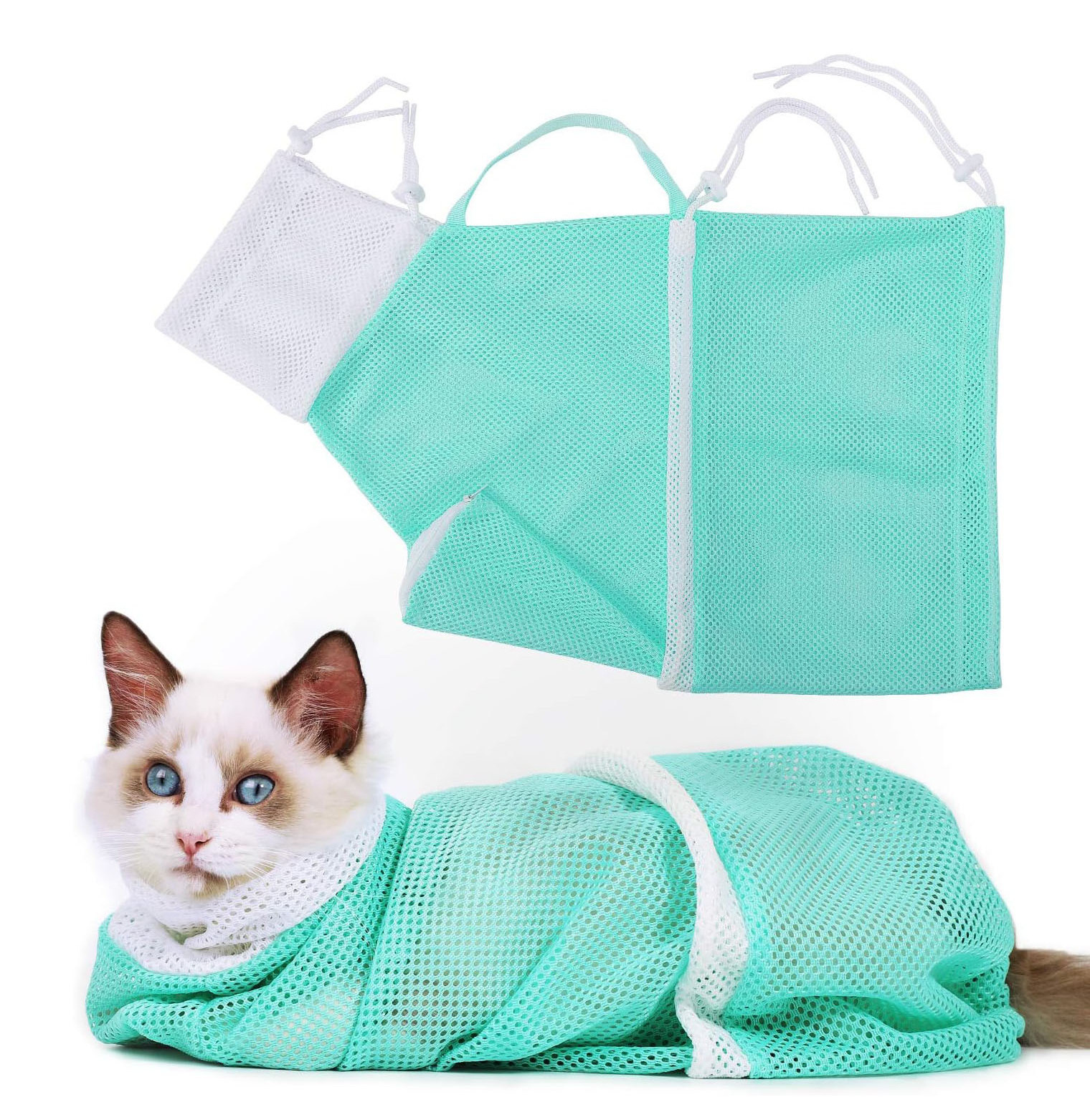 Adjustable Multifunctional Anti-Bite and Anti-Scratch for Bath Pet Cleaning Shower Bags Cat Bathing Grooming Bag