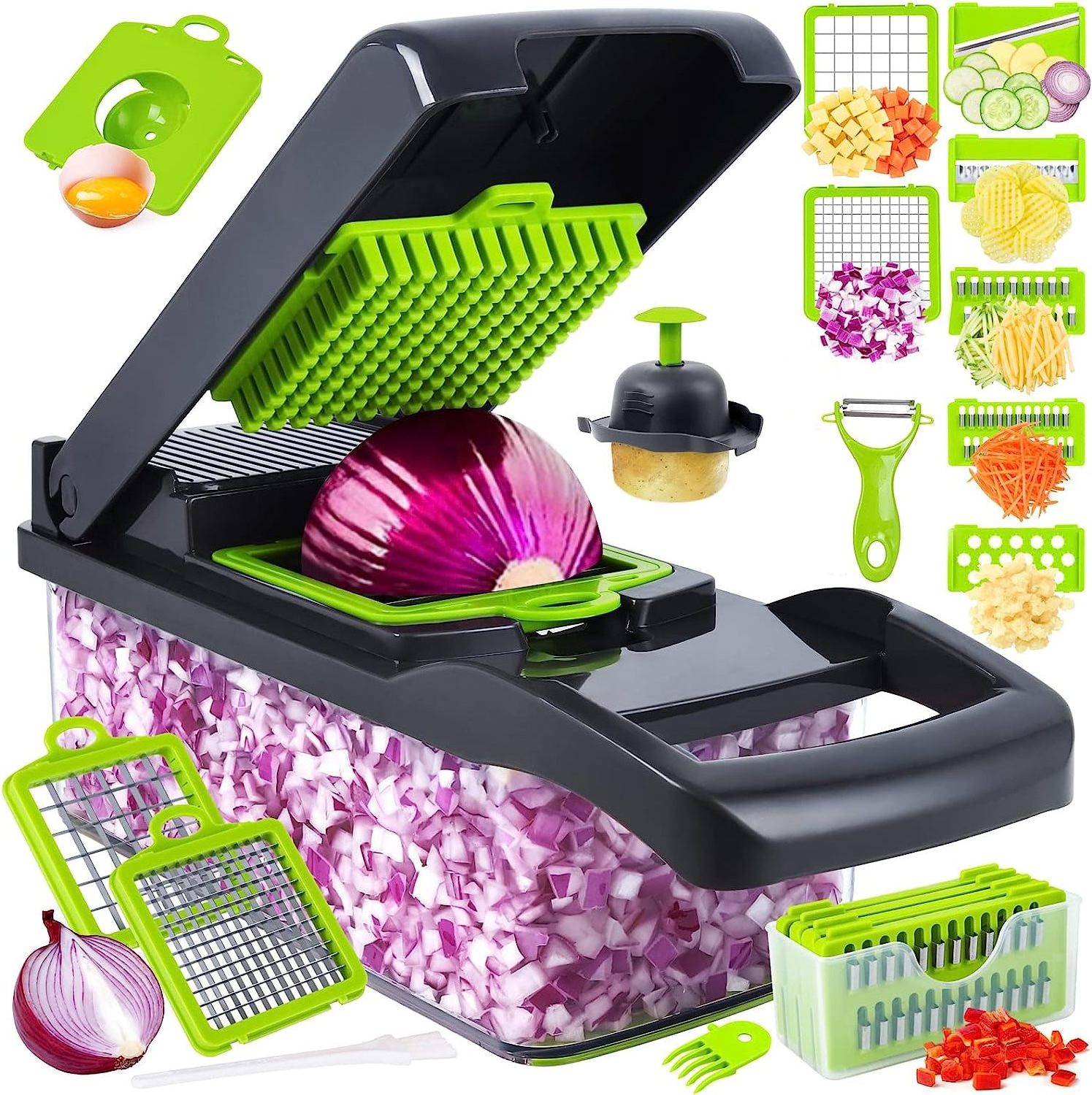 14 in 1Multifunctional Food Chopper Kitchen Vegetable Slicer Dicer Cutter Veggie Chopper With 8 Blades