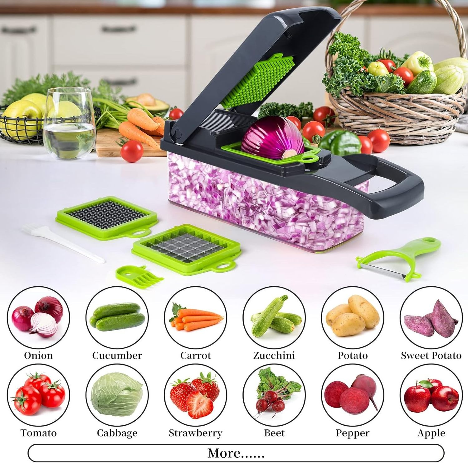 14 in 1Multifunctional Food Chopper Kitchen Vegetable Slicer Dicer Cutter Veggie Chopper With 8 Blades