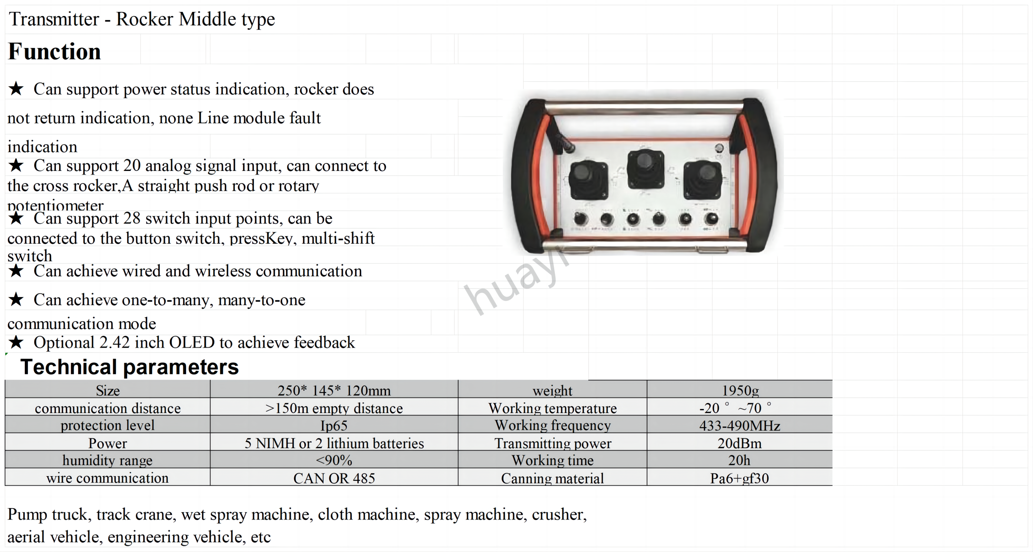 High quality made in China is the perfect substitute for the universal remote control assembly of Pusmeister CIFA full feed pump