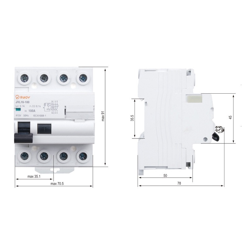 80A Air Switch 2P/4P MCB Leakage Protection Circuit Breaker Short Circuit Protector