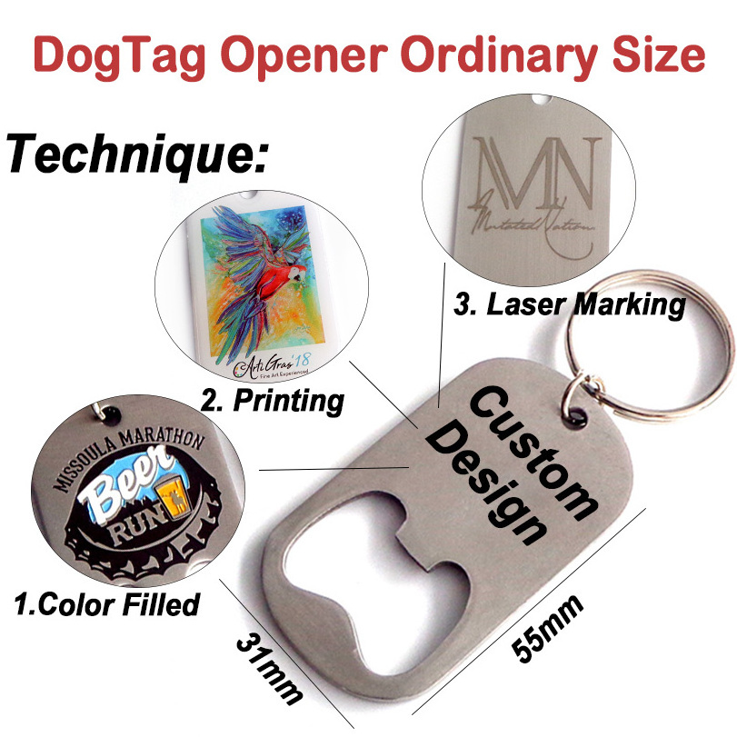 OEM Manufacture Stainless Steel Metal Logo Key Chain Openers Card Shape Keychain Beer Custom Bottle Opener