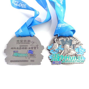 custom made zinc alloy Enamel commemorative sport marathon running race souvenir gold metal award medal with 3d logo