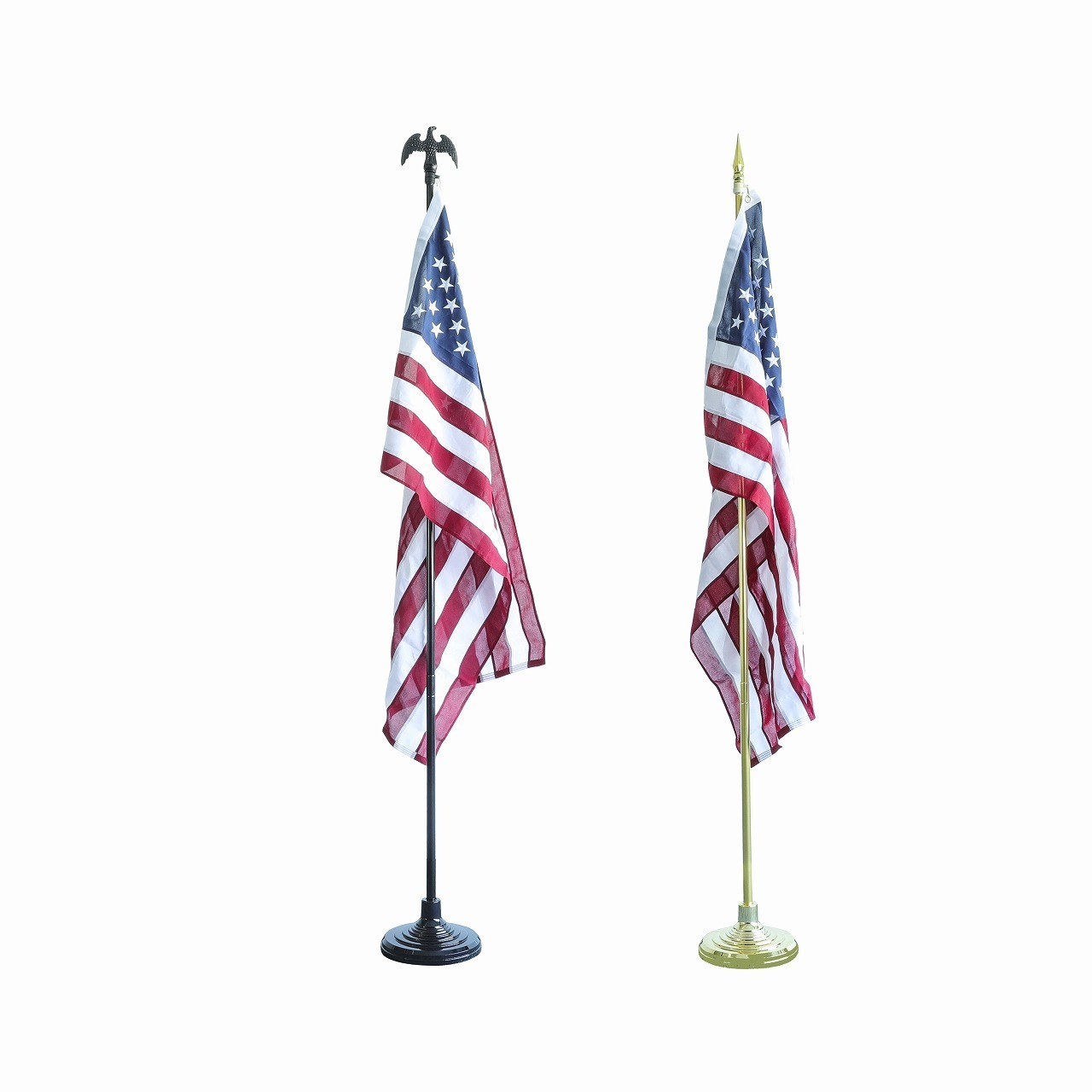 New Style Luxury 2.6m 3m Office Gold/Silver/Black Indoor Telescoping National Flag Poles With Base Stand