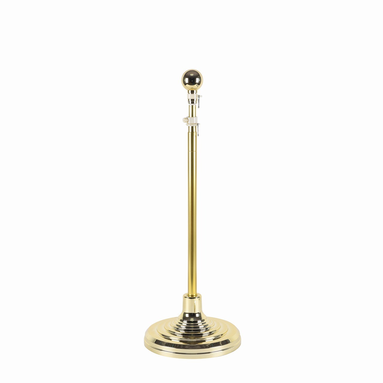 New Style Luxury 2.6m 3m Office Gold/Silver Indoor Telescoping National Flag Poles With plastic Base Stand