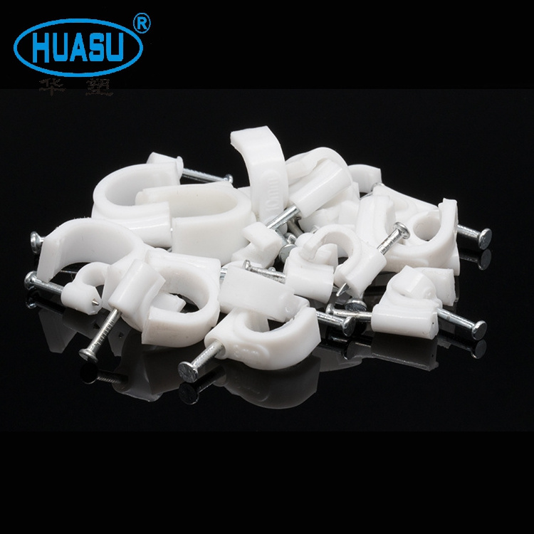 Excellent Quality Low Price factory direct Plastic circle round electrical wire cable clips with nail