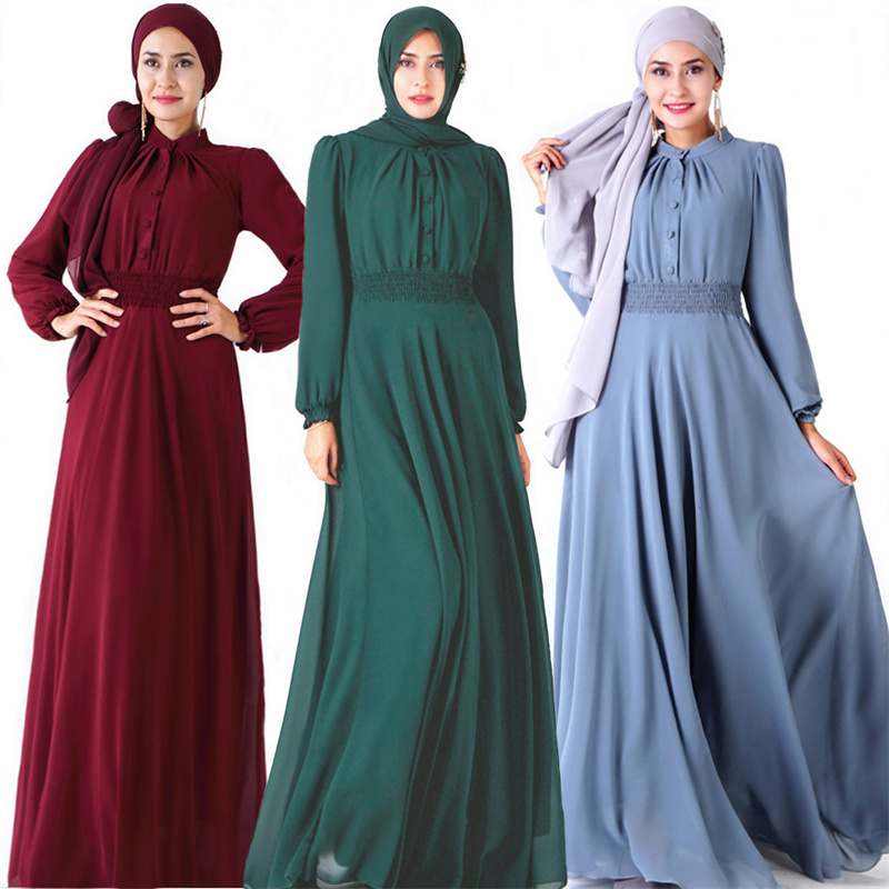 Wholesale Custom Printed Cotton Voile New Dress Arabic Chiffon Muslim Abaya