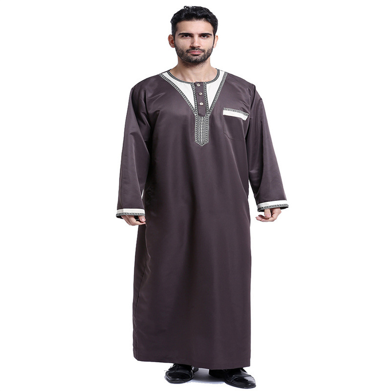 Hot Spot Sales Black Palestine Jubba Arab Vietnam Omani Men's Manufacturing 2023 Fashion Fabric Men Muslim Thobe