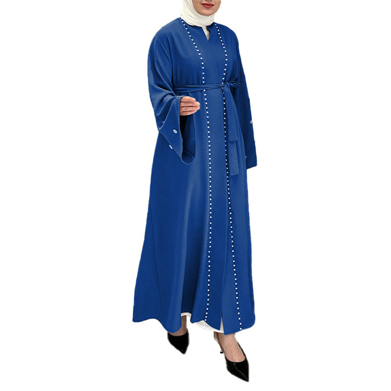 Bulk Stock Custom Islamic Clothing Dubai Islamic Eid Modest Abayas Kimono For Muslim Women Dress Handmade Beads Open Abaya