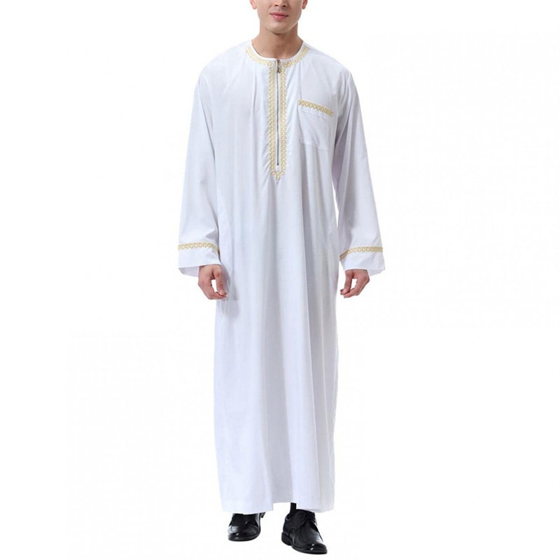 Wholesale Custom New Arrival Muslim Dress Men Islamic Clothing Men White Muslim Abaya Dubai Men Abaya Wholesale