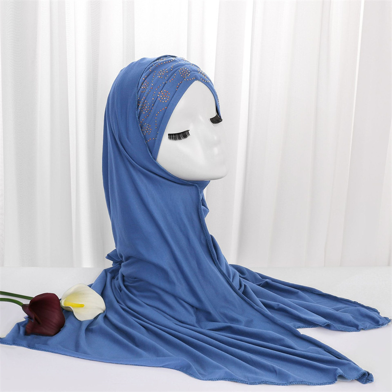 Luxury Arab Muslim Scarf Kids Soie Women De Mdeine Georgette Pleated Instant Bonnet Khimar Rayon Hijab Children Girls With Niqab