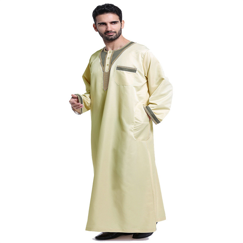 Hot Spot Sales Black Palestine Jubba Arab Vietnam Omani Men's Manufacturing 2023 Fashion Fabric Men Muslim Thobe