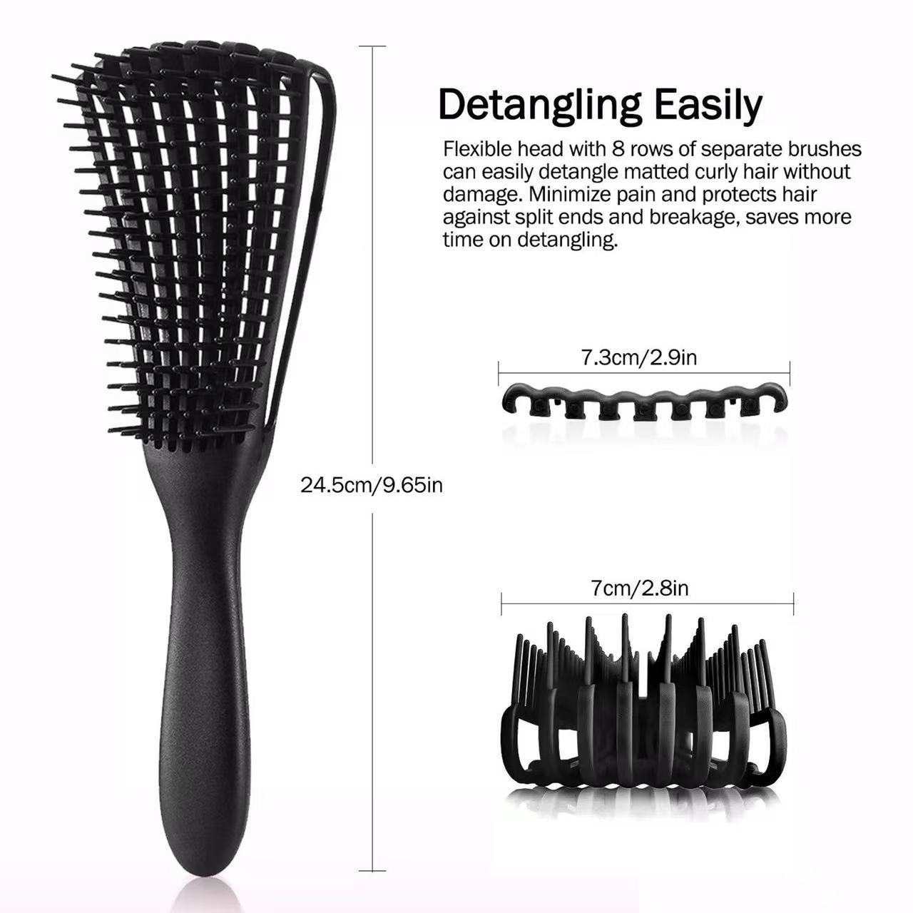 custom pink bristle curly detangling hair comb and brush detangler hairbrush set for hair women combs/detangler