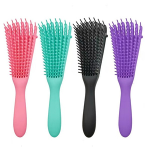 custom pink bristle curly detangling hair comb and brush detangler hairbrush set for hair women combs/detangler