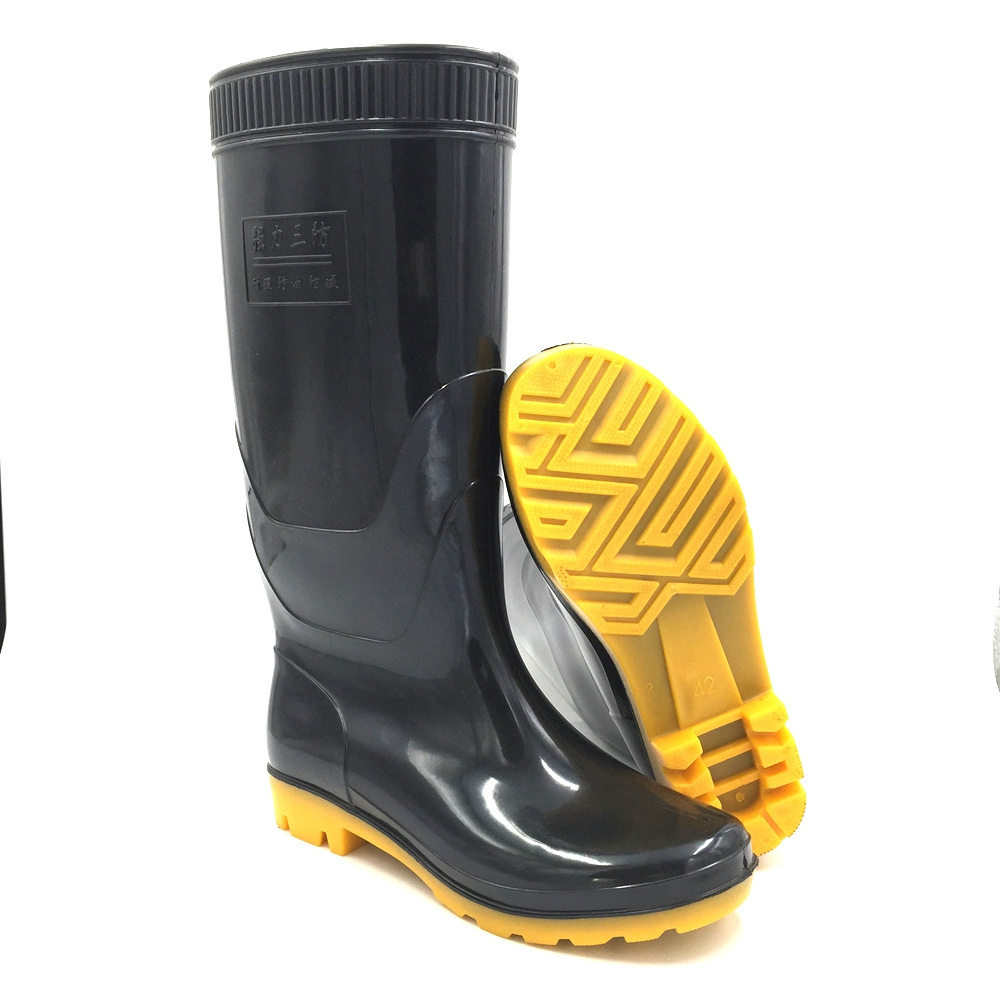 HN306C black cheap custom car wash wellington rain boots for men PVC gumboots