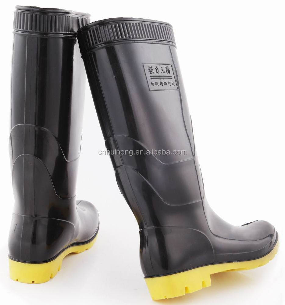 HN306C black cheap custom car wash wellington rain boots for men PVC gumboots