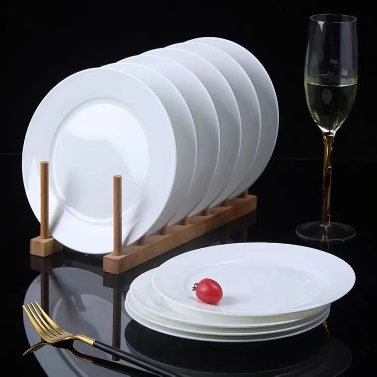 Wholesale ceramic plate cheap bulk flat white porcelain dinner plates for wedding