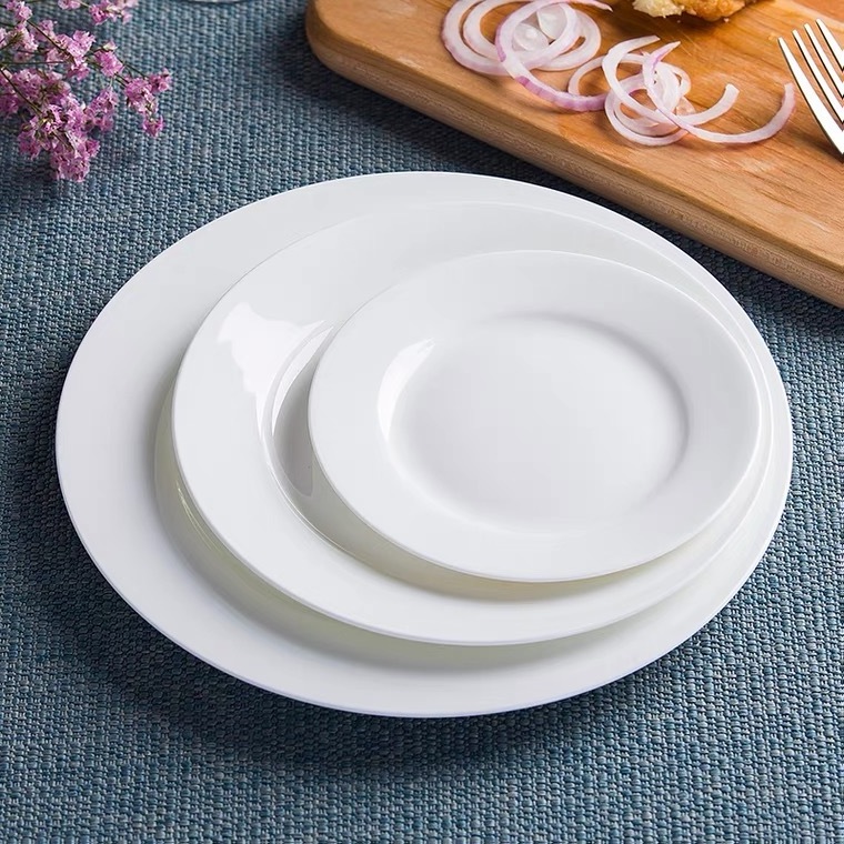 Wholesale ceramic plate cheap bulk flat white porcelain dinner plates for wedding