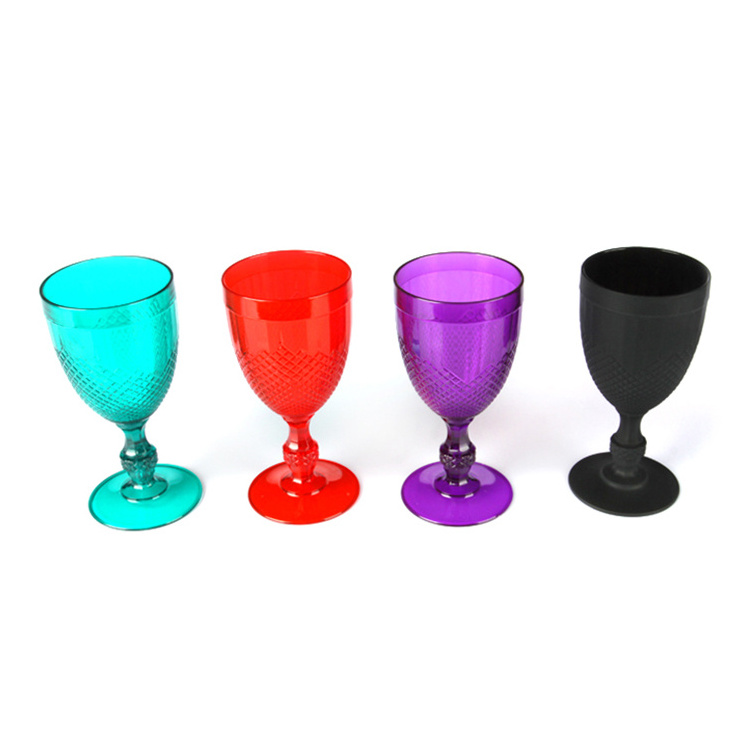 wine toasting  crystal cocktail novelty embossed wine glasses/Plastic Champagne Glass Wholesale old fashion Goblet Wine Glass