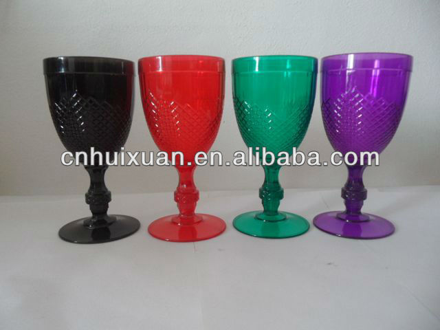 wine toasting  crystal cocktail novelty embossed wine glasses/Plastic Champagne Glass Wholesale old fashion Goblet Wine Glass