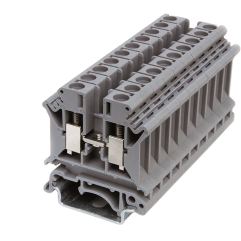 UK 16N16mm factory price plastic nylon PA6 PA66 DIN Rail Feed-through Screw Terminal Block for Electrical