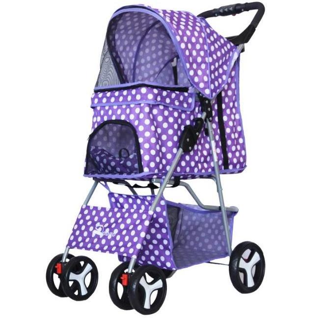 4 Wheel Dog Stroller for Large or 2 Dogs Foldable Travel Carriage Quick Installation Pet Stroller Wheeled Pet Carrier