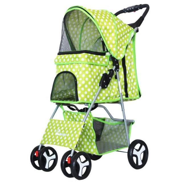 4 Wheel Dog Stroller for Large or 2 Dogs Foldable Travel Carriage Quick Installation Pet Stroller Wheeled Pet Carrier