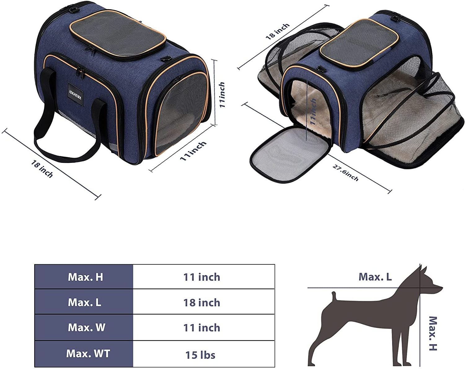 Drop Shipping Pet Carrier Breathable Foldable Cat Carrier Expandable Dog Backpack Carrier for Small Dogs Mesh Sided