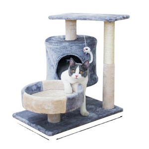 Cat Tree for Small Plush  Tower with Large Cat Condo, Deep Hammock and Sisal Cat Scratching Post for Kittens